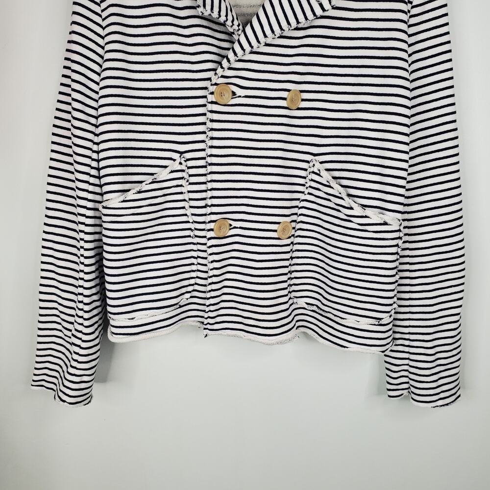 Frank & Eileen Mini Belfast Crop Peacoat Navy French Stripe Cotton Size Small - Picture 8 of 11